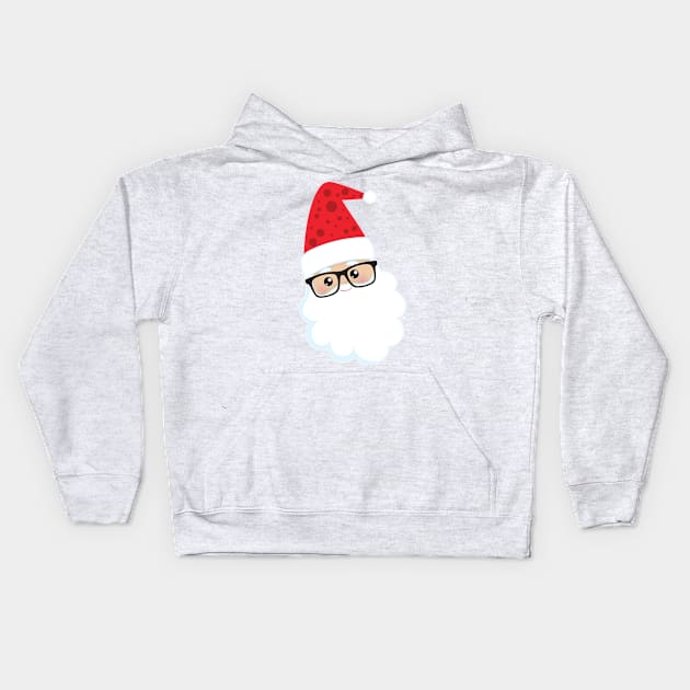 Santa Claus, Hipster Santa, Christmas, Glasses Kids Hoodie by Jelena Dunčević